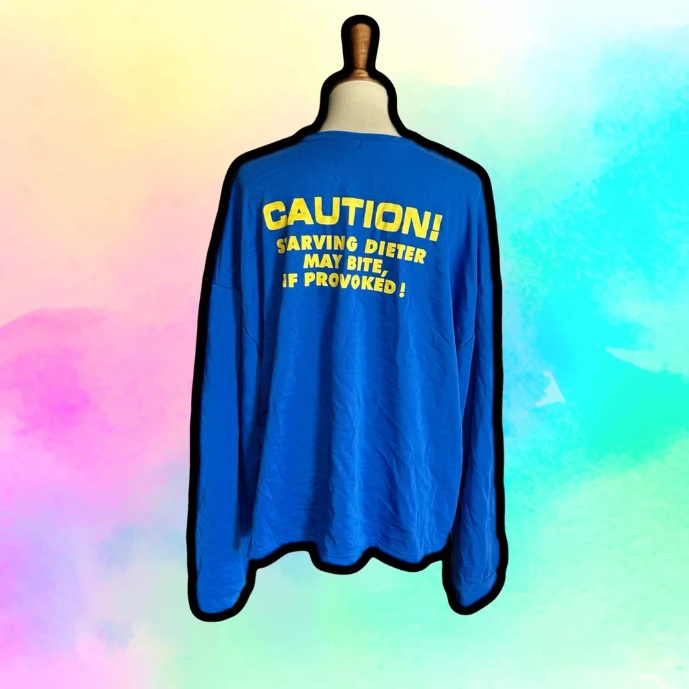 🌈 Cool Oversized Blue Caution Sweatshirt - Picture 4 of 4